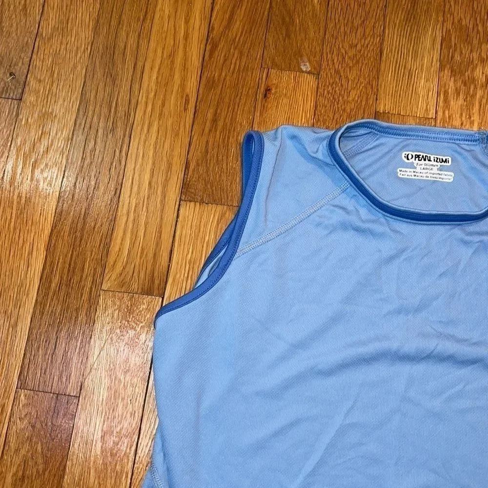 Ladies Pearl Izumi Size L Polyester Baby Blue Workout Tank Top - Picture 4 of 9